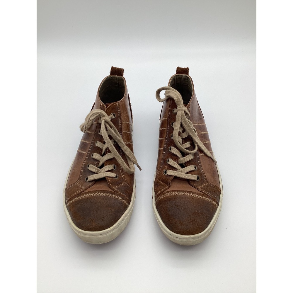 Selected Homme 39 Brown Leather High Top Sneakers Rugged Distressed Casual Shoes